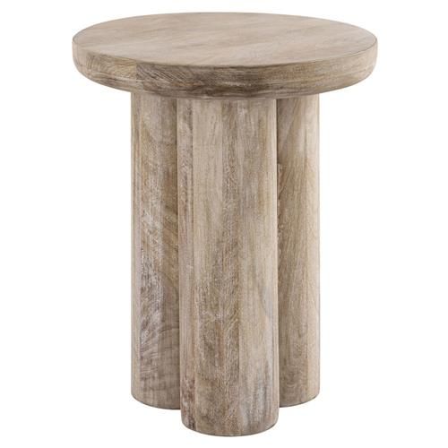 Felicidad Rustic Lodge Brown Mango Wood Pedestal Round Side Table | Kathy Kuo Home