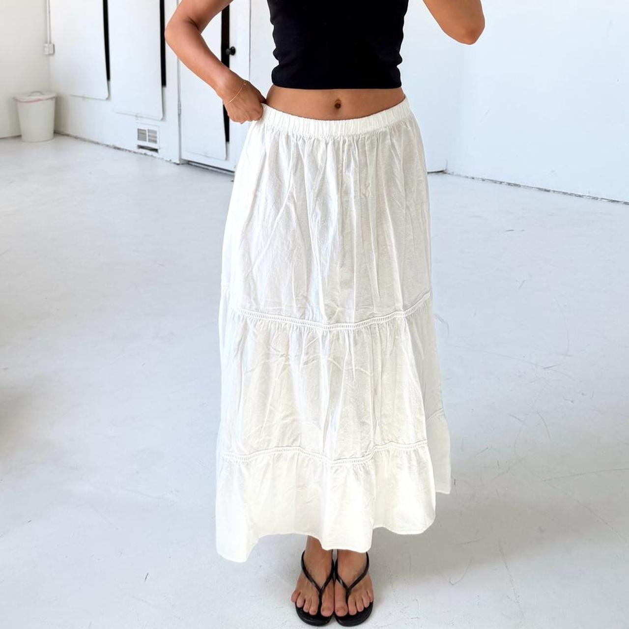 SHEIN Women's Cotton Skirt - White - XL | Depop US