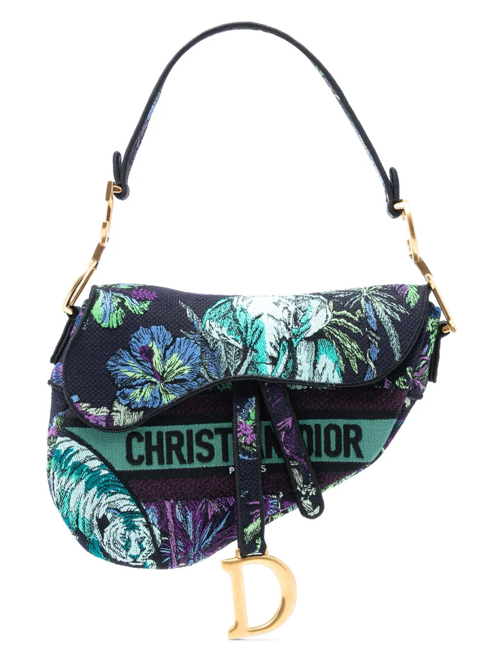 Christian Dior Pre-Owned 2023 Canvas Embroidered Floral Saddle Bag shoulder bag - Blue | Farfetch Global