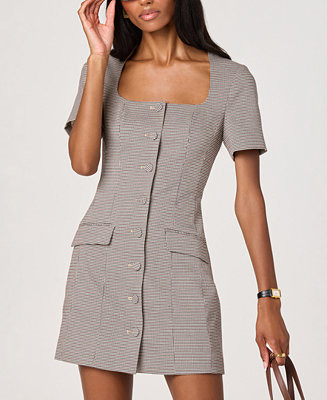 Women's Square Neck Button Up Dress | Macy's