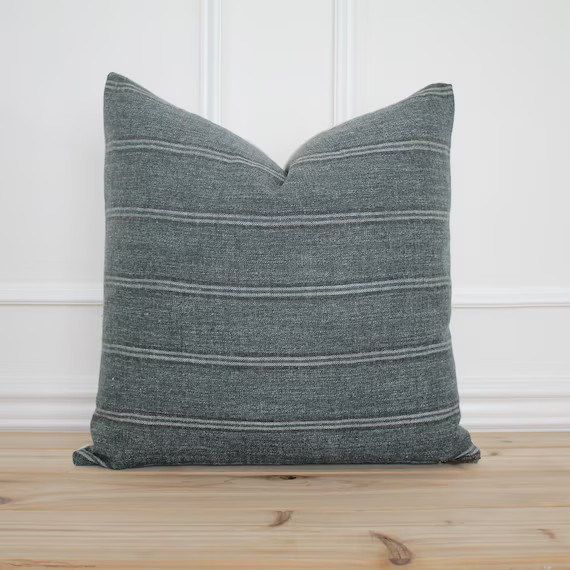 Green Stripe Pillow Cover • Farmhouse Pillow • Decorative Pillow • Fall Pillow Cover • Mo... | Etsy (US)