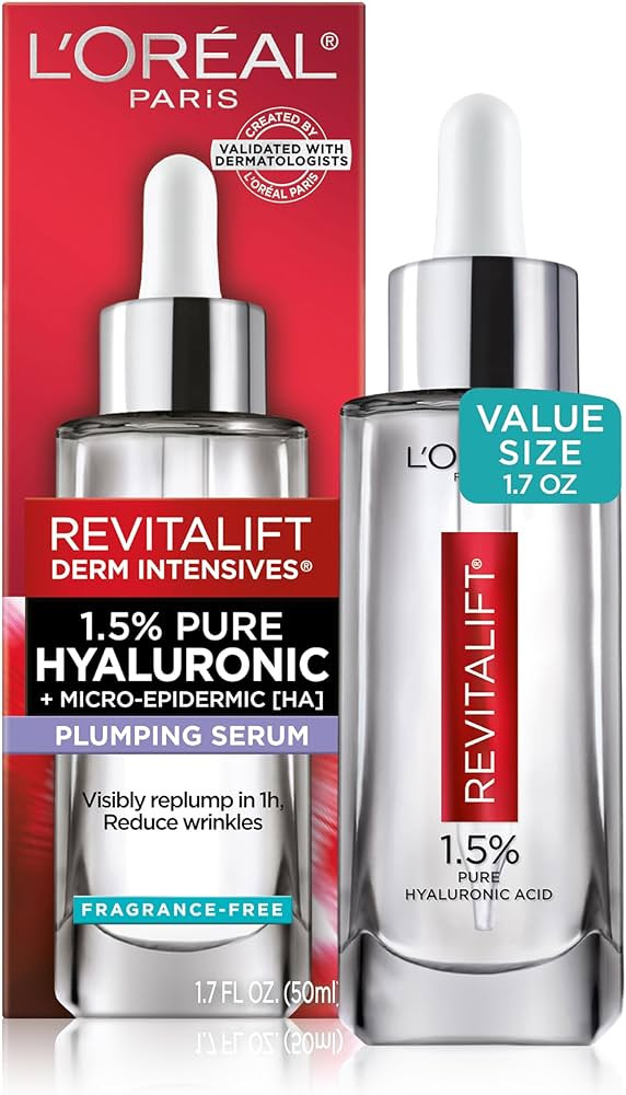 L'Oreal Paris Revitalift 1.5% Pure Hyaluronic Acid Face Serum, Hydrate & Reduce Wrinkles, Fragran... | Amazon (US)