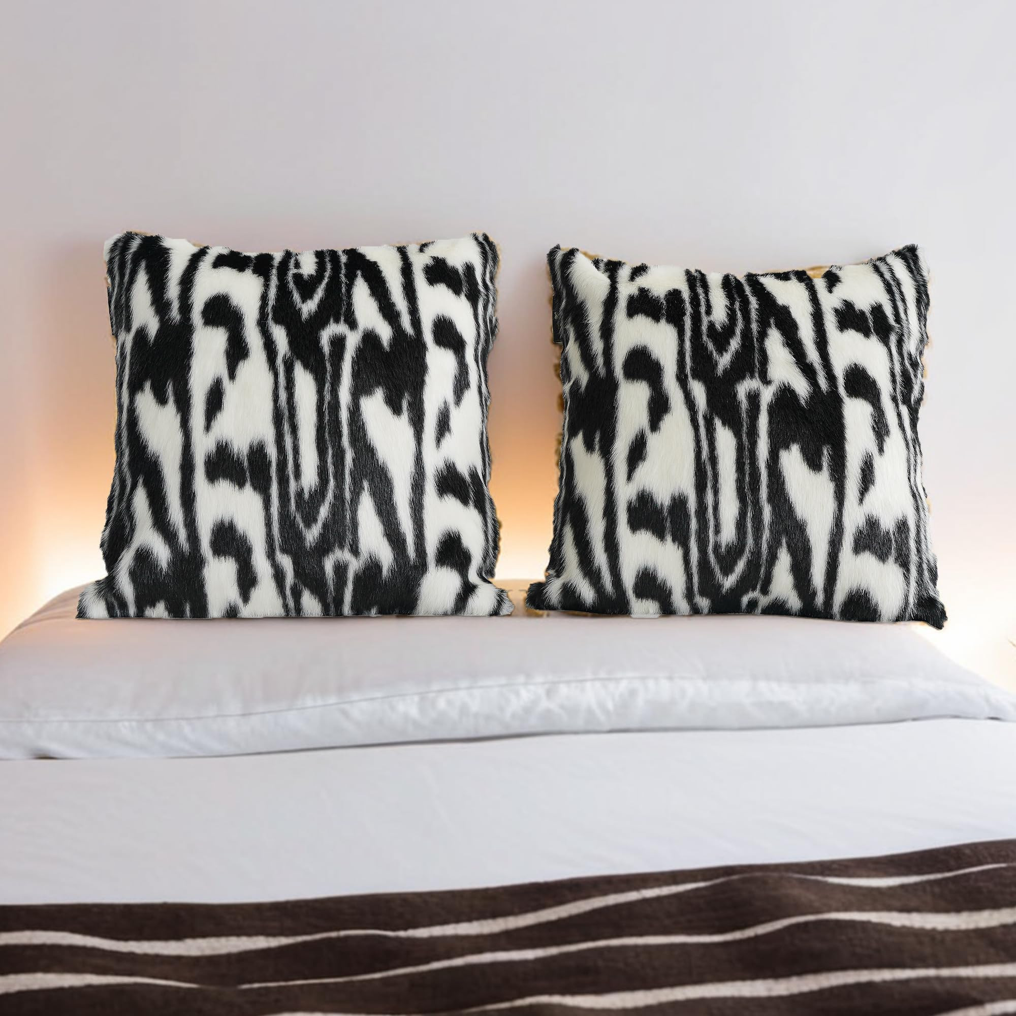 inchgrass Fur Throw Pillow Covers 18x18 Inch - Luxury Fluffy Sofa & Bed Pillow Covers Set of 2, U... | Amazon (US)
