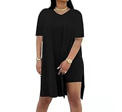 Difanlv Plus Size Womens 2 Piece Outfits Tracksuits Short Sleeve Tunic Tops Bodycon Shorts Sweats... | Amazon (US)