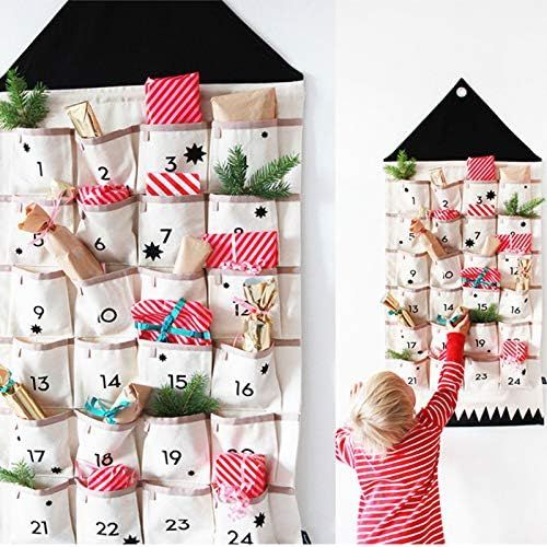 Ruzihui Christmas Advent Calendar with Pockets Wall Hanging Bag for Home Xmas Countdown Wall Hang... | Amazon (US)