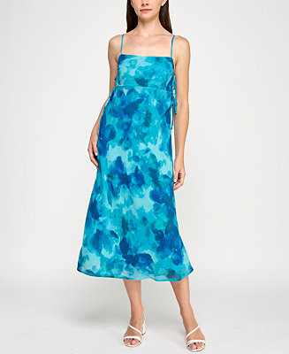 Juniors' Printed Chiffon Slip Midi Dress | Macy's