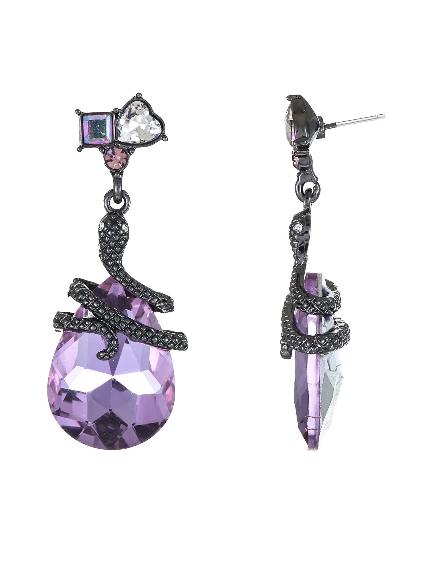 Way to Celebrate Halloween Snake and Amethyst Stone Earring, Purple, 1 Pair, Female | Walmart (US)
