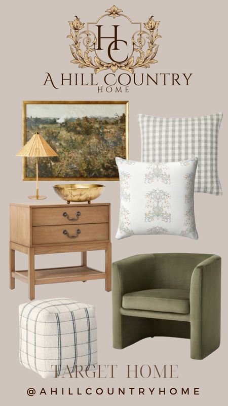 Threshold by Studio McGee new collection! 

Follow me @ahillcountryhome for daily shopping trips and styling tips

Throw pillow, target home, olive green ancient chart, gold frame landscape wall art, table lamp, brass bowl, nightstand, ottoman 

#LTKhome #LTKFind #LTKHoliday