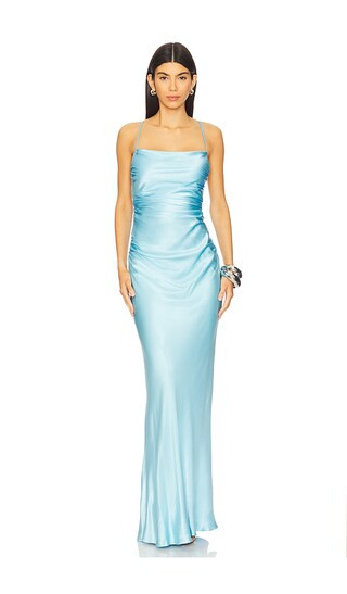 La Lune Lace Back Maxi Dress in Iceberg Blue | Revolve Clothing (Global)