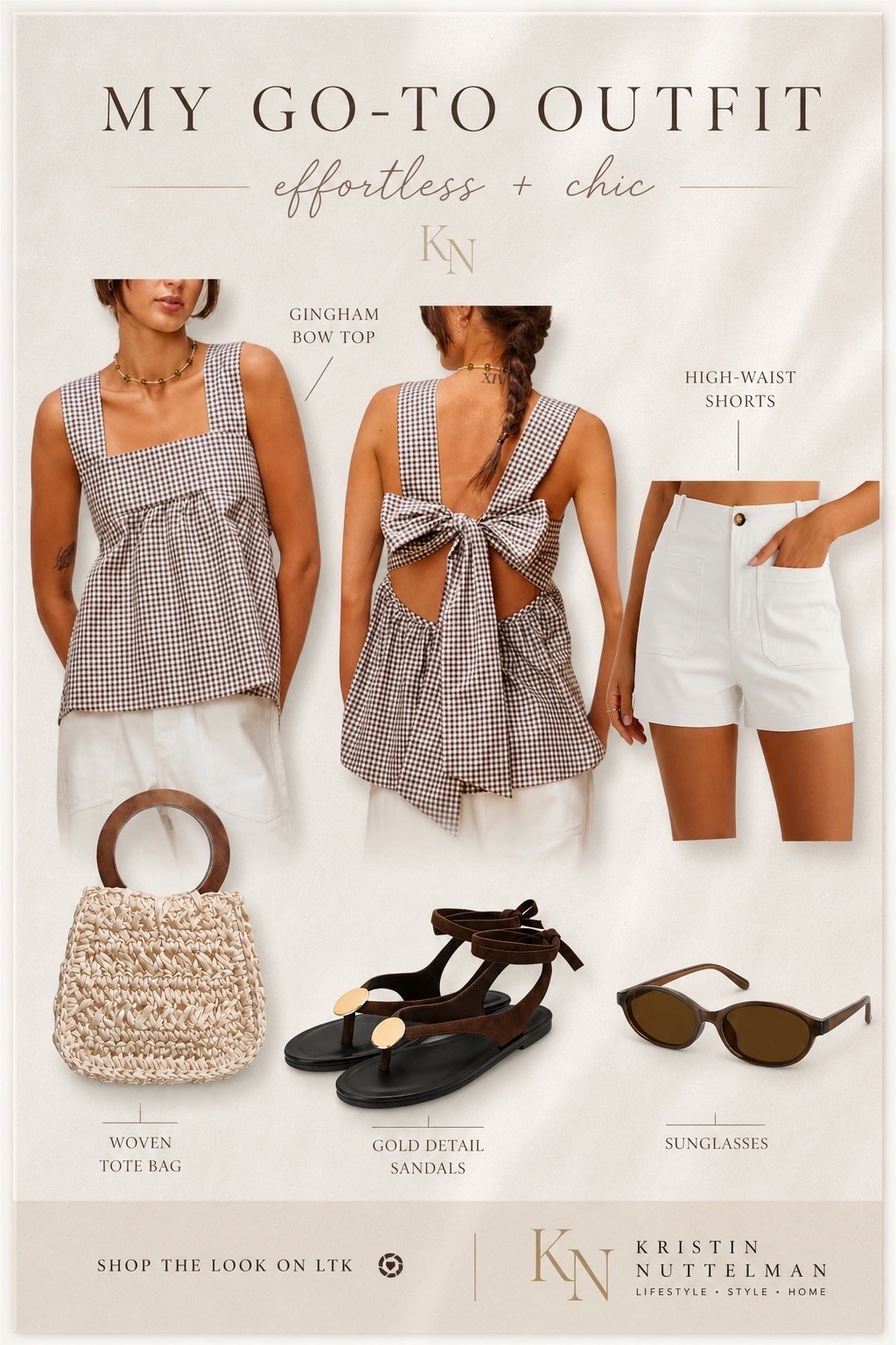 Effortless summer style but make it elevated 🤎✨
This gingham bow-back top is giving designer vibes without the price, and paired with these high-waist shorts… it’s the kind of outfit you’ll reach for on repeat.

Neutral, flattering, and styled with the perfect woven bag + gold detail sandals for that polished everyday look.

Follow me on LTK for more elevated finds you’ll actually wear 🤍

#LTKStyle #LTKFinds #LTKSeasonal #LTKSummer #SummerOutfitIdeas #NeutralStyle #EffortlessStyle #CapsuleWardrobe #EverydayStyle #AmazonFinds #AffordableStyle #ChicStyle #MinimalStyle #MomStyle #CasualChic #WarmNeutrals #OutfitInspo #StyleInspo #LTKUnder50 #LTKUnder100

#LTKootd #LTKU #LTKSeasonal