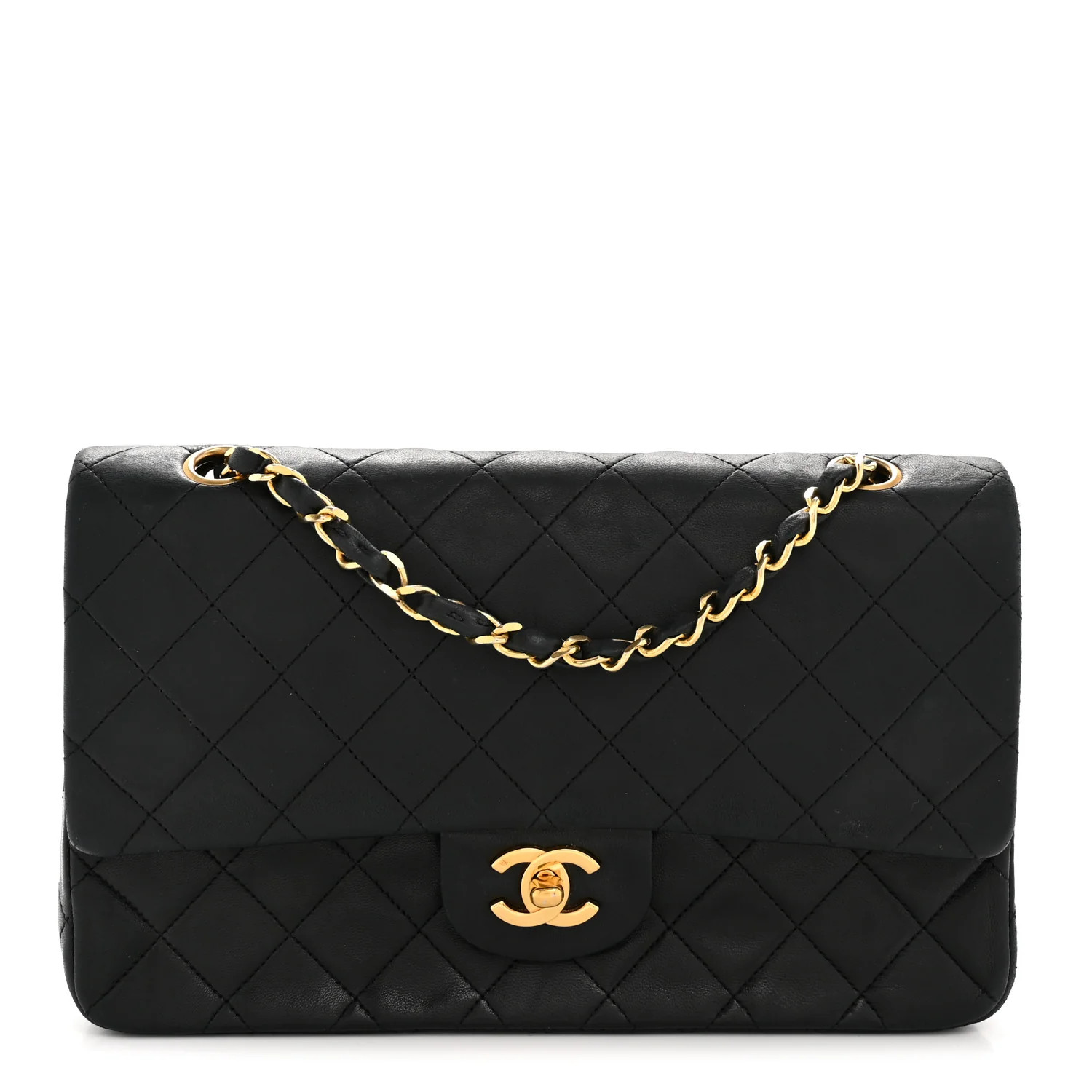 Lambskin Quilted Medium Double Flap Black | FASHIONPHILE (US)