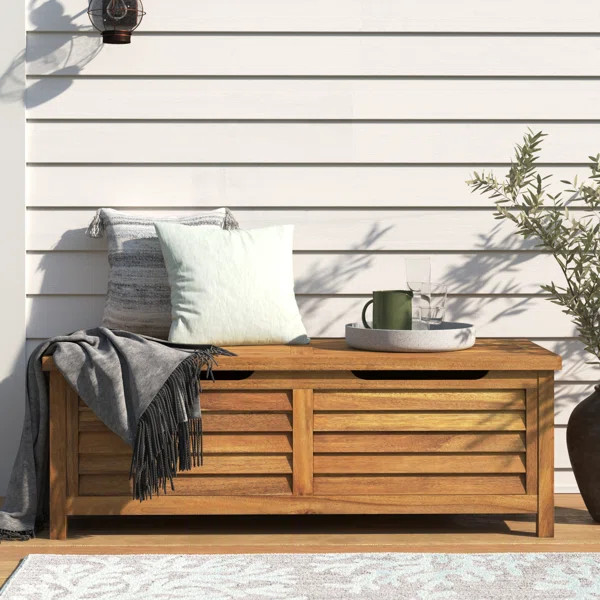 Beachcrest Home™ Anjenette 51.25'' W 78.87 Gallons Water Resistant Solid Wood Acacia Deck Box | Wayfair North America