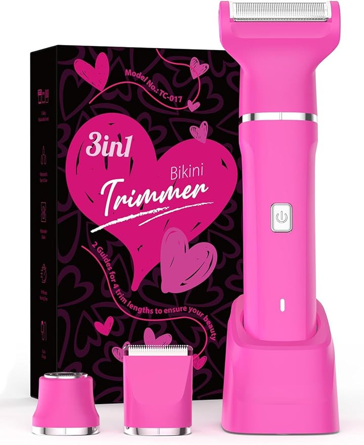 Electric Razors for Women - IPX7 Waterproof Pubic Hair Remover for Shower & Travel, 3-in-1 Bikini... | Amazon (US)