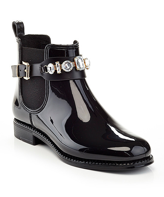 Henry Ferrera Women's Rain boots black - Black Embelished Marsala Rain Boot - Women | Zulily