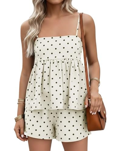 Amazon.com: FOMELY Women's Polka Dot Set 2026 2 Piece Sets for Women Summer Sleeveless Short Sets... | Amazon (US)
