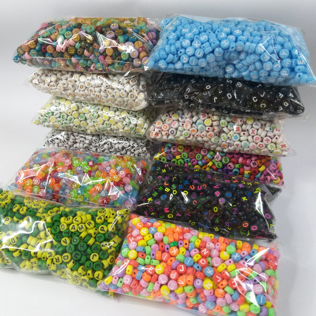 1000pçs Letras 10 pacotes Miçanga Letrinhas Alfabeto SORTIDO | Shopee (BR)