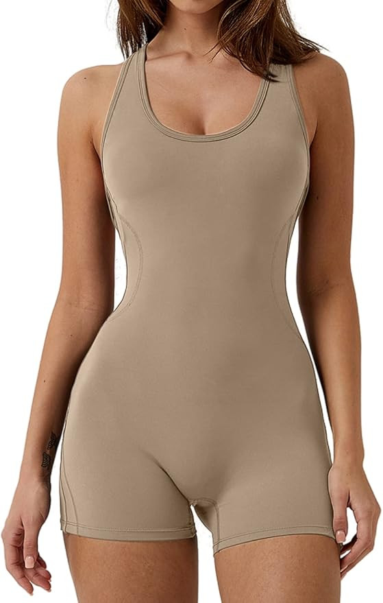 Meyeeka Stretchy Womens Jumpsuit Tummy Control One Piece Romper High Cut Jumpsuits with Chest Pad... | Amazon (US)