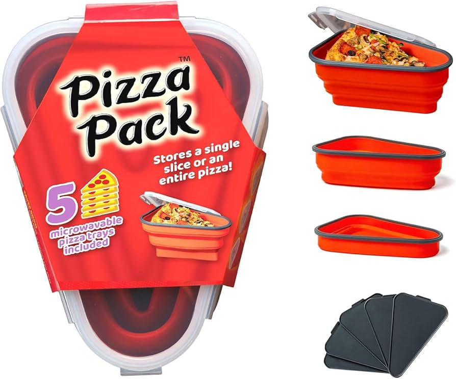 The Perfect Pizza Pack™ - Reusable Pizza Storage Container with 5 Microwavable Serving Trays - ... | Amazon (US)