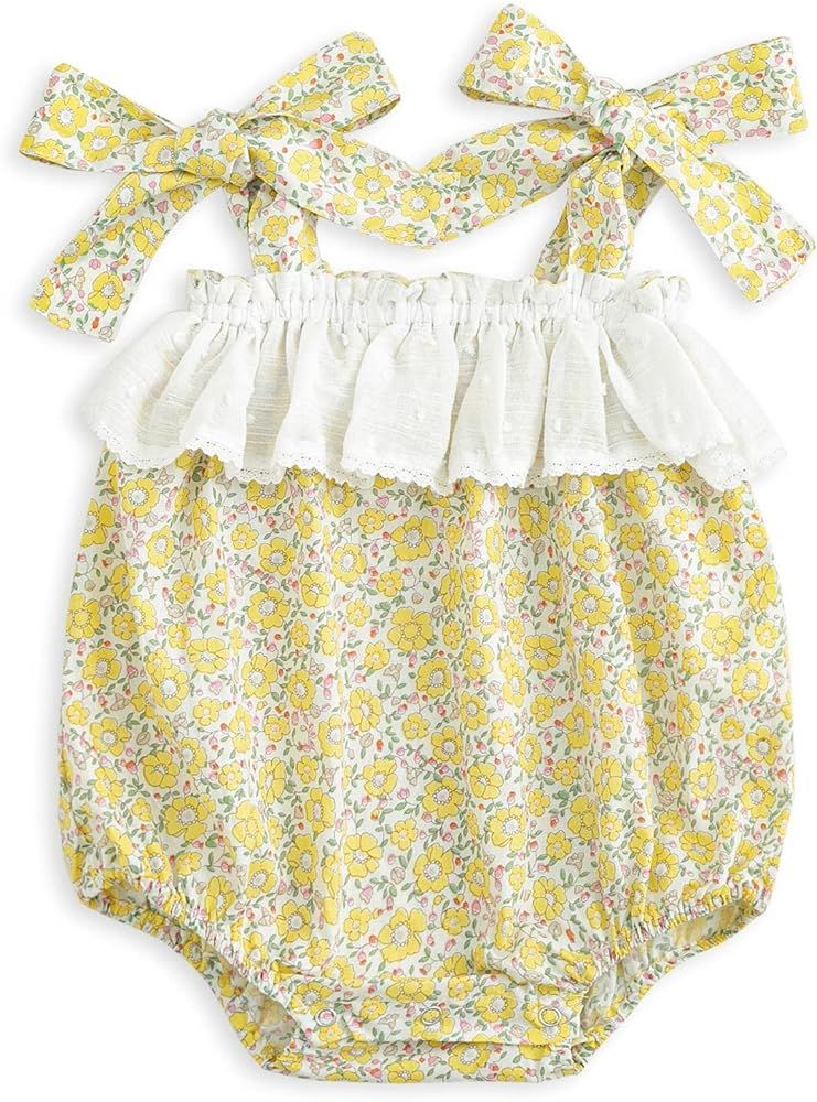 Simplee kids Baby Girls Summer Romper Onesie Infant Newborn Floral Ruffled Sleeveless Bodysuit fo... | Amazon (US)