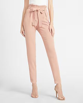 High Waisted Belted Paperbag Ankle Pant | Express