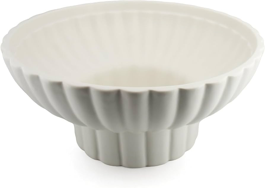 10 Inch White Ceramic Decorative Pedestal Bowl, Handcrafted Large Footed Fruit Bowl for Kitchen C... | Amazon (US)
