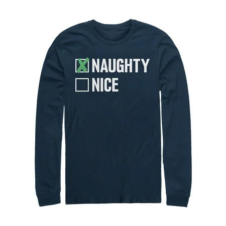 Men s Lost Gods Christmas Naughty Or Nice Long Sleeve Shirt Navy Blue X Large | Walmart (US)