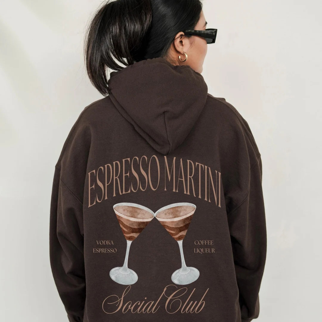 Espresso Martini Sweatshirt Cocktail Hoodie Cocktail Social Club Hoodie Brown Hoodie Forest Green... | Etsy (US)