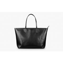 St. Anne Zippered Tote - Black Florentine Leather | Barrington Gifts
