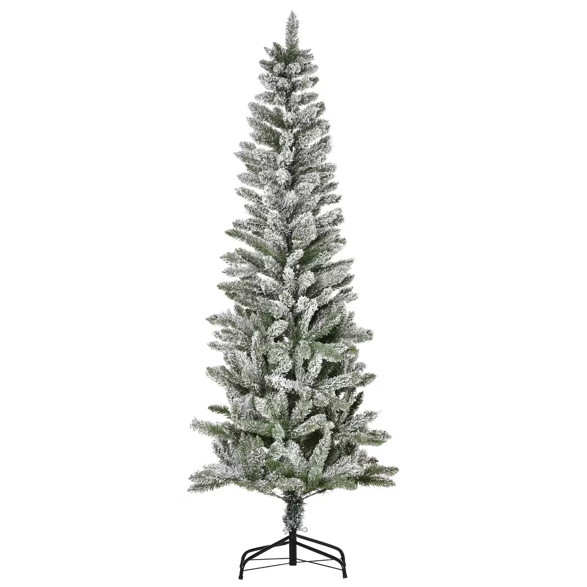 HOMCOM 6 FT Unlit Snow-Flocked Slim Pine Artificial Christmas Tree with Realistic Branches and 39... | Target