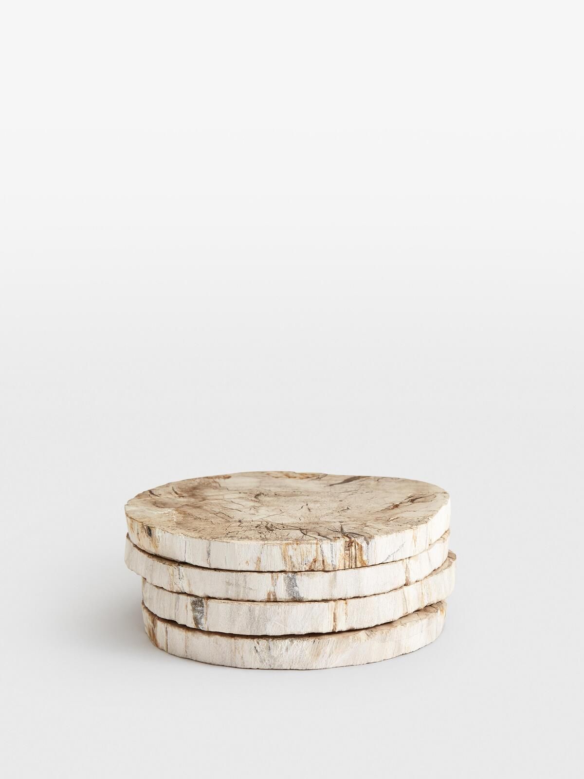 Balfern Petrified Wood Coasters, Set of Four, White | Soho Home Ltd