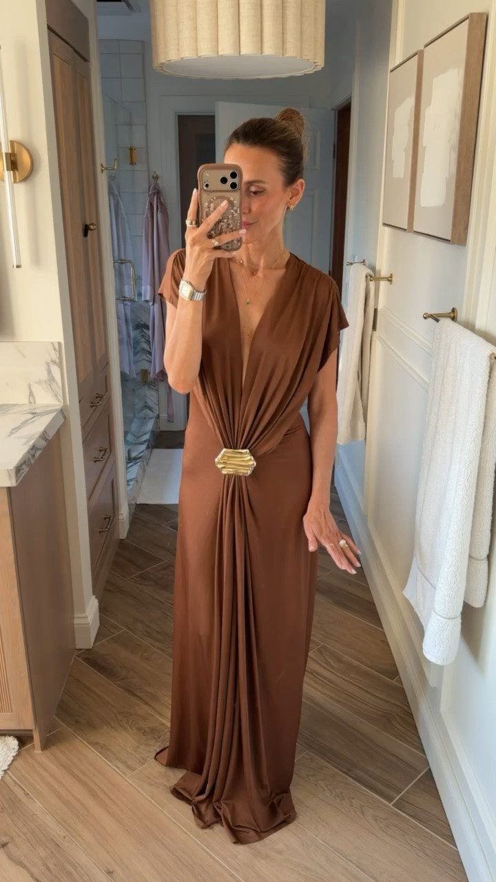 This dress is giving Greek goddess, so elegant and elevated, wear it with Spanx to smooth everything out, pretty long as well so will need to be hemmed for my shorter girls, I’m 5’5 for reference!

#LTKWedding #LTKTall #LTKSeasonal