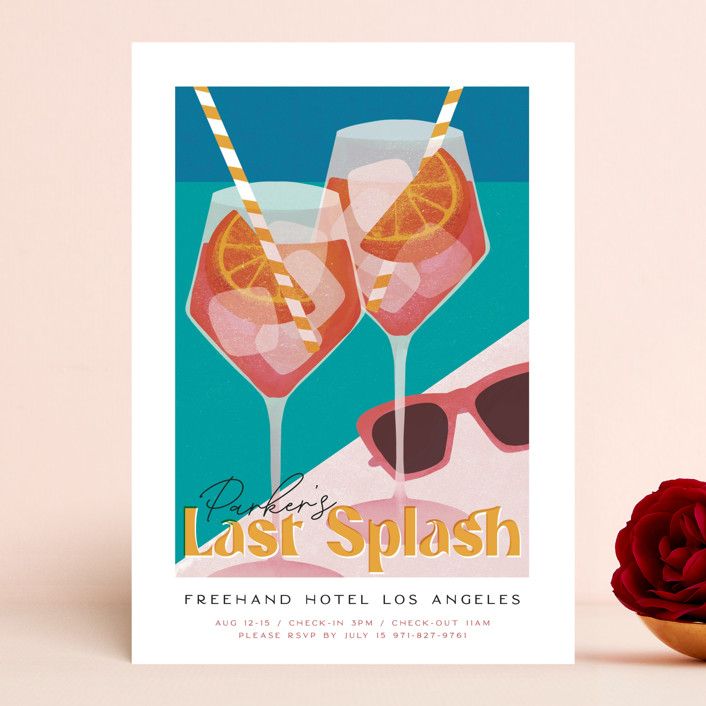 "Putting on the Spritz" - Customizable Bachelorette Party Invitations in Yellow by Jenna Holcomb. | Minted