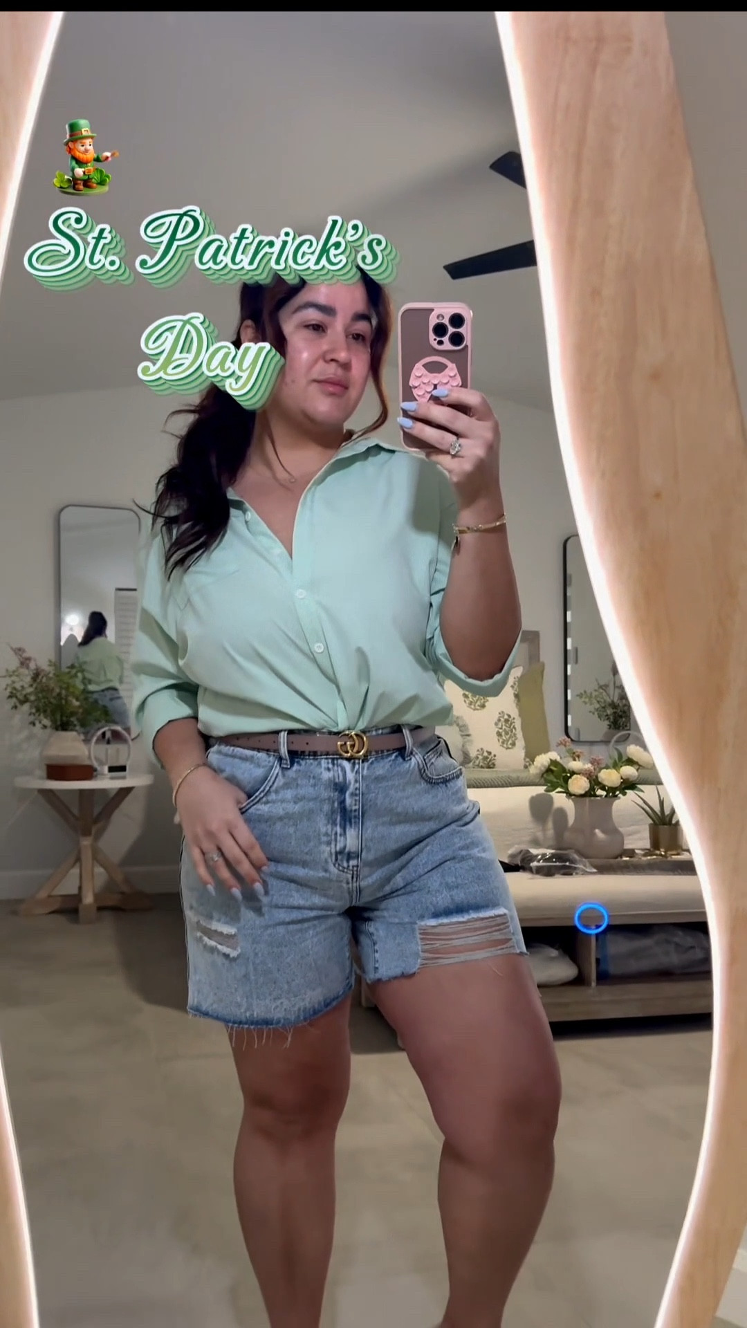 In honor of St. Patrick’s Day, and spring, here’s the most comfortable blouse you’ll ever buy on Amazon, with the most gorgeous MINT color. These shorts are also the perfect length as well as have the elastic bands on the back, which makes it perfect for no back gap! ￼￼

#LTKMidsize #LTKootd #LTKmomlife