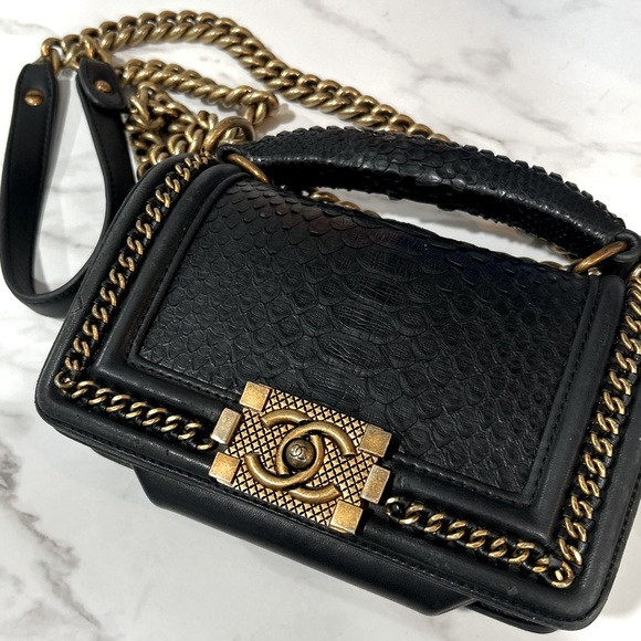 Chanel Python boy purse | Poshmark