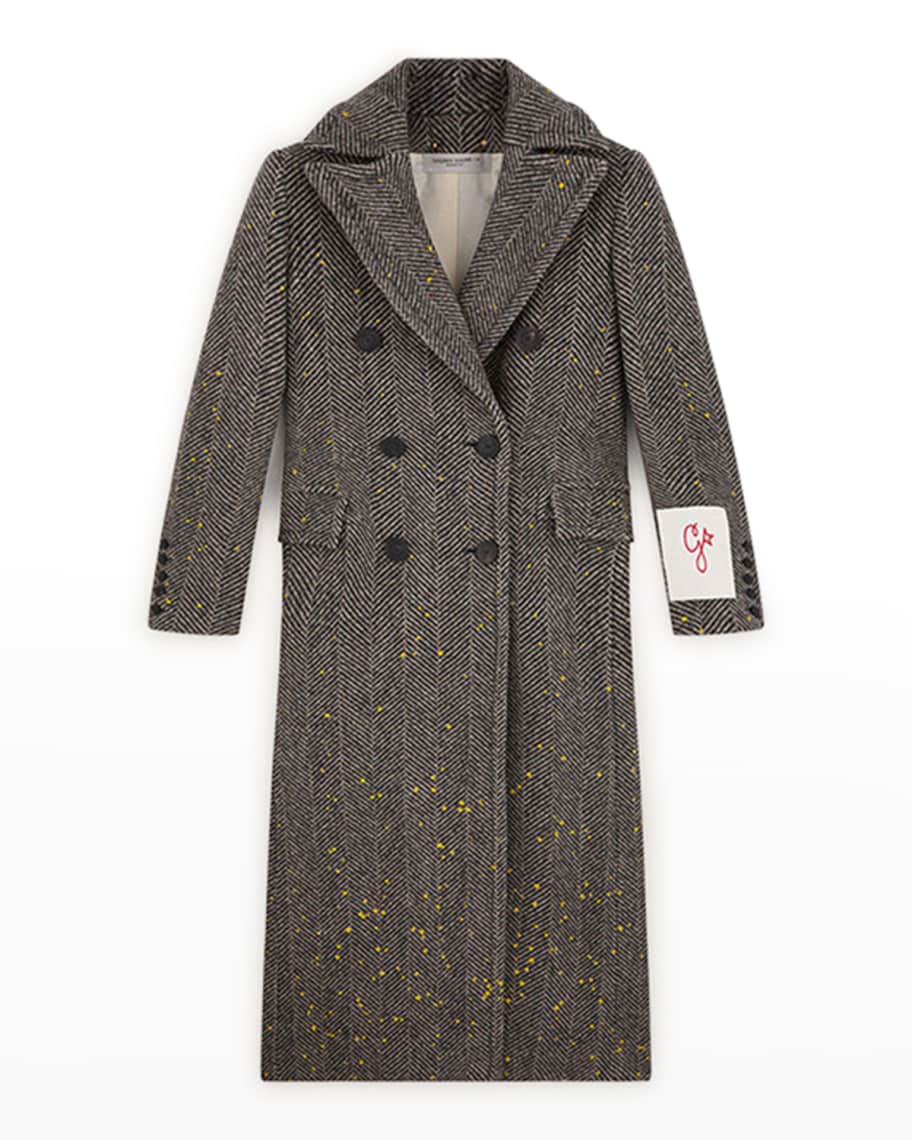 Golden Goose Double-Breasted Handpainted Chevron Wool Trench Coat | Neiman Marcus