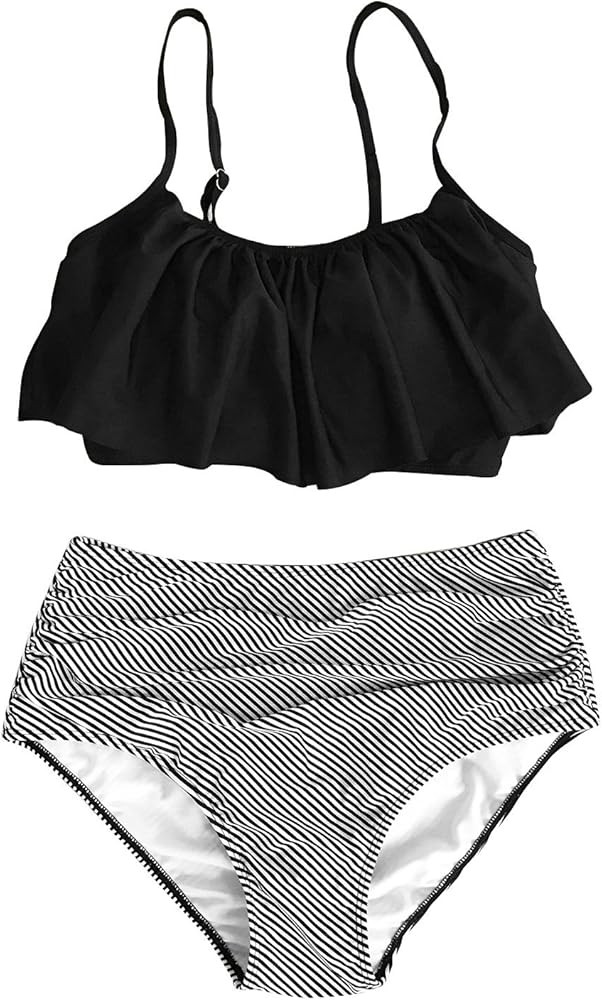 CUPSHE Women's High Waisted Falbala Bikini Set | Amazon (US)