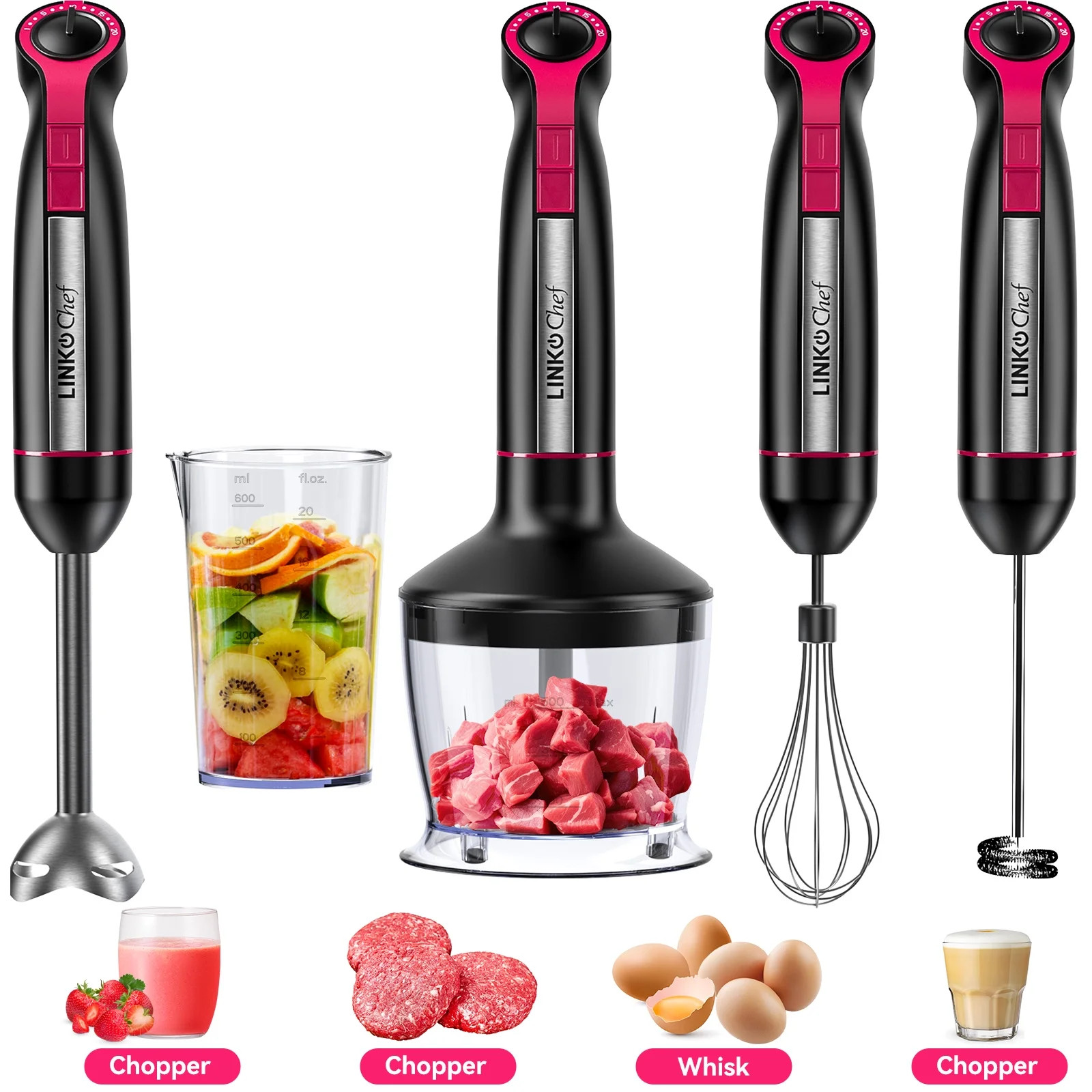 LINKChef Immersion Blender, 20-Speed 1000W 5-in-1 Immersion Hand Blender, Stick Blender with Turb... | Walmart (US)
