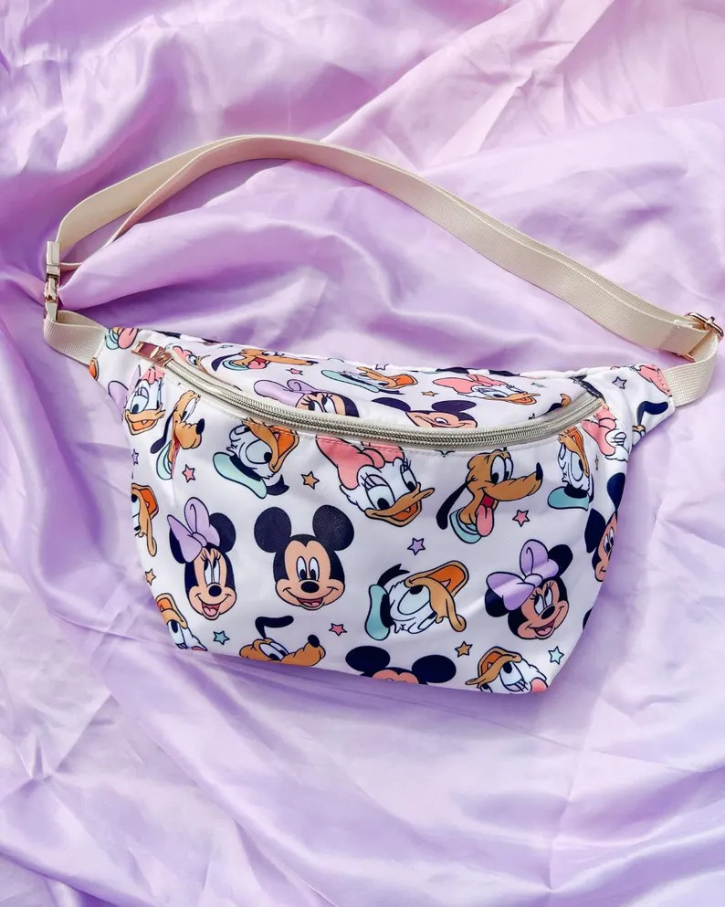 Mickey & Friends Jumbo Fanny Pack, Fab Five Belt Bag, Disneyland Accessories, Pastel Crossbody Ba... | Etsy (US)