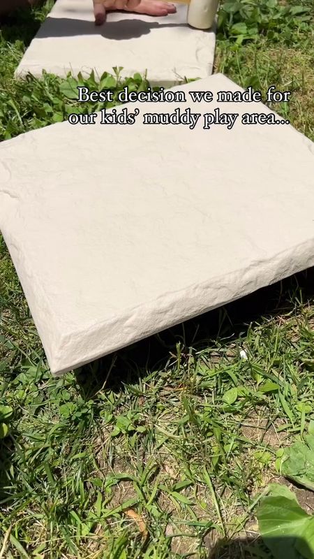 We’ve had this staked resin stepping stones in our backyard for a year, and they’ve been perfect for preventing our kids tracking mud on their trampoline and in the house. 

Lightweight, never shift, and we just use the weed eater around it for maintenance. 

#LTKVideo