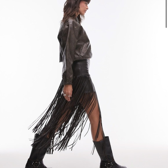 Elegant Brown Mango Fringe Skirt | Poshmark