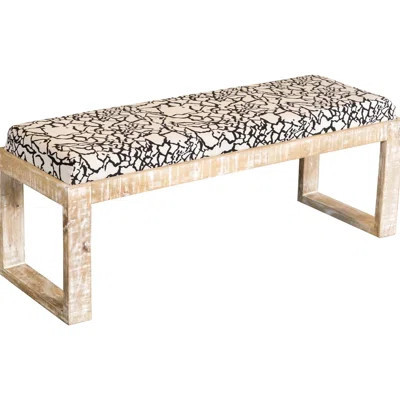 Accent Bench With Black And White Fabric Foam Filled In Wooden Legs | Wayfair North America