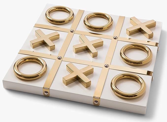 Modern Tic Tac Toe for Home Decoration, Gold and White Hand Crafted with White Wood and Gold Colo... | Amazon (US)