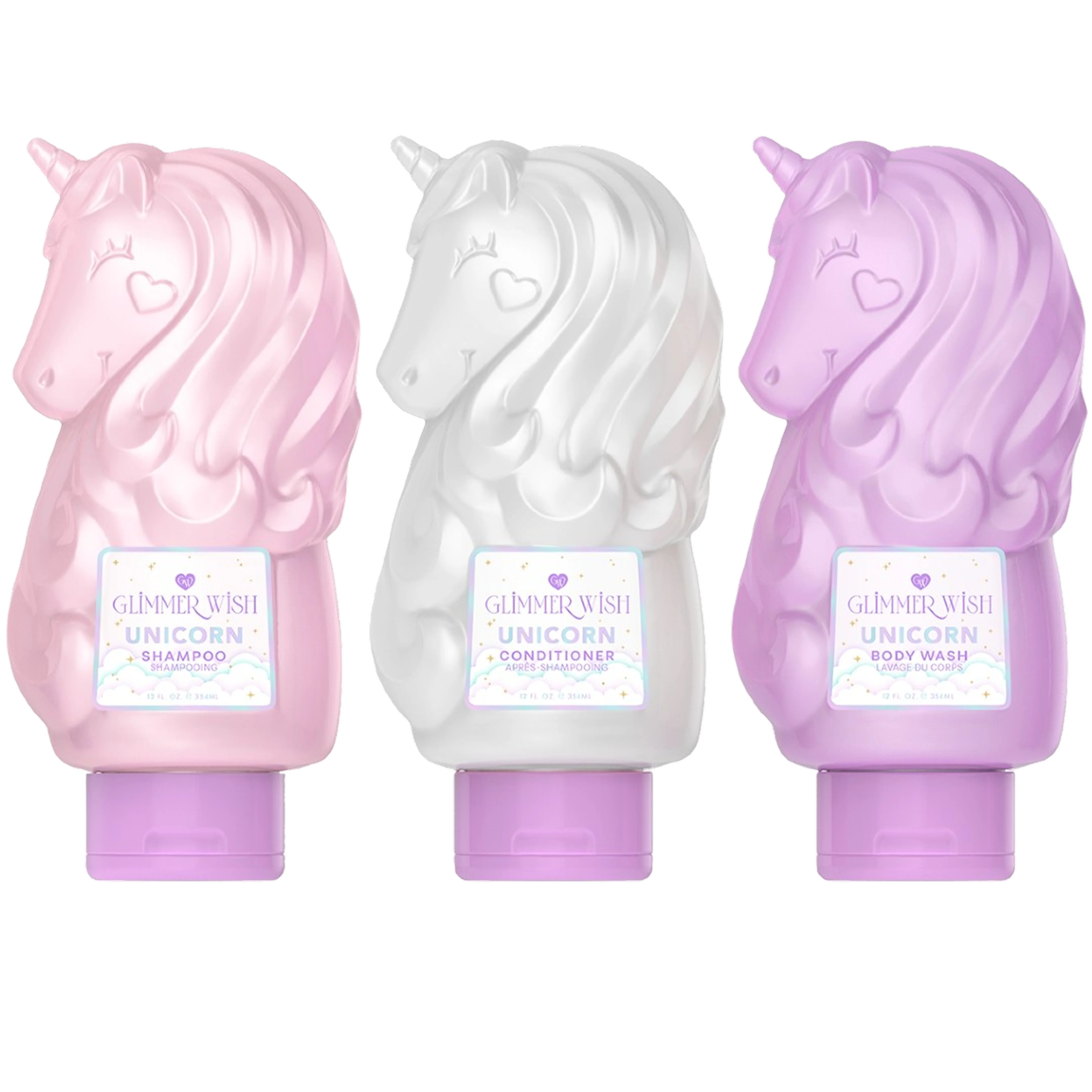Unicorn Shampoo, Conditioner, and Body Wash 12oz Paraben Free Essential Set Glimmer Wish | Glimmer Wish