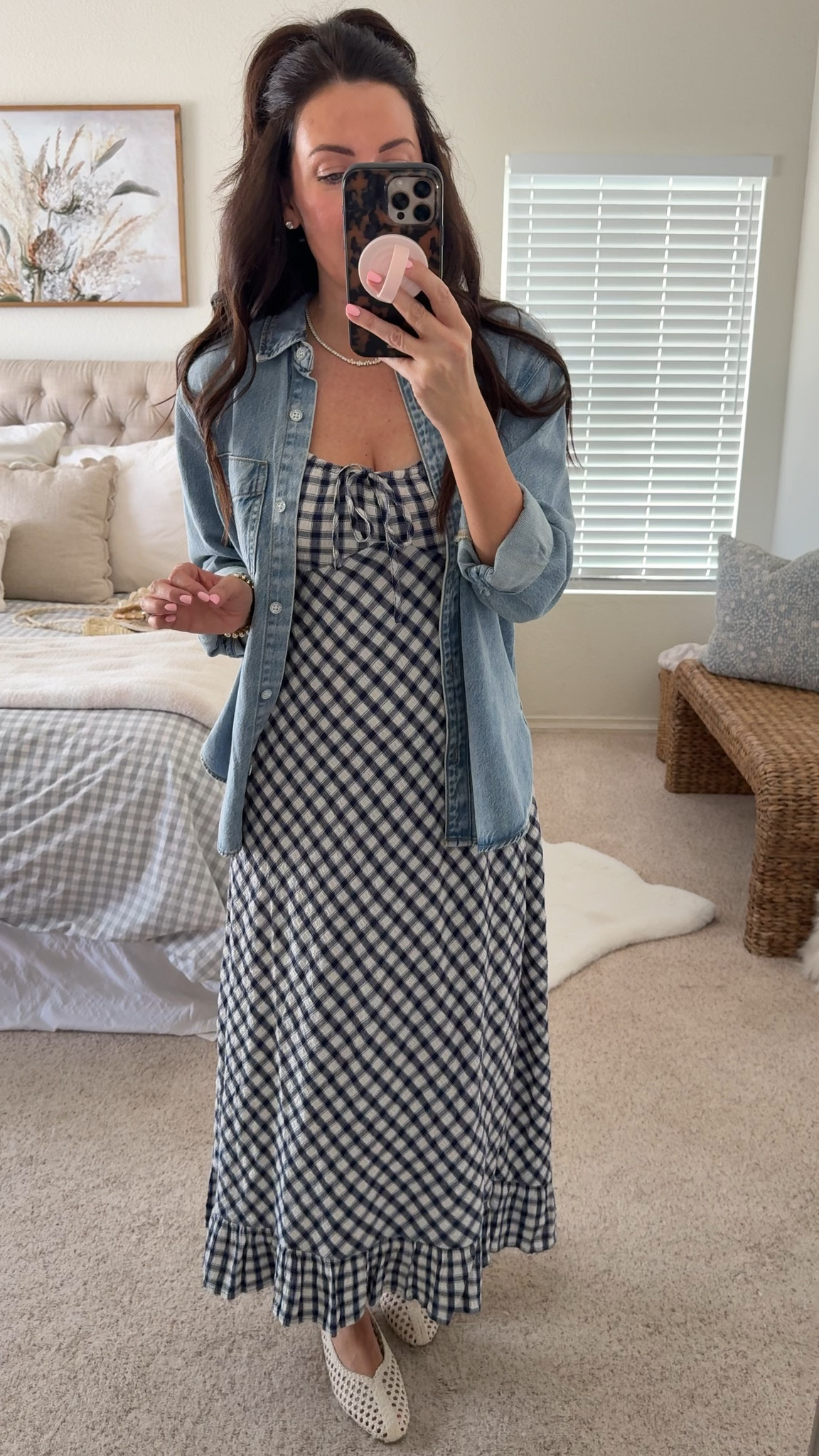 DRESS ON SALE✨Love the way this oversized denim button up changes the vibe of this dress!
Small in both
I did go down in the flats I find them to run big! 

#LTKSeasonal #LTKootd #LTKmomlife