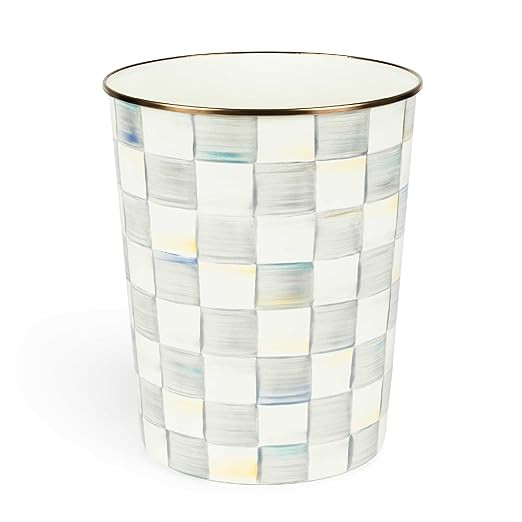 MACKENZIE-CHILDS Waste Bin, Decorative Bedroom Trash Can or Bathroom Trash Can, Gray-and-White St... | Amazon (US)