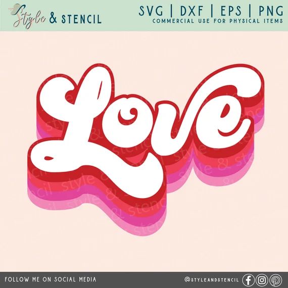 Love SVG - Valentine SVG - Valentines Day SVG - Love Sign - Retro Valentines Png - Retro Font - R... | Etsy (US)