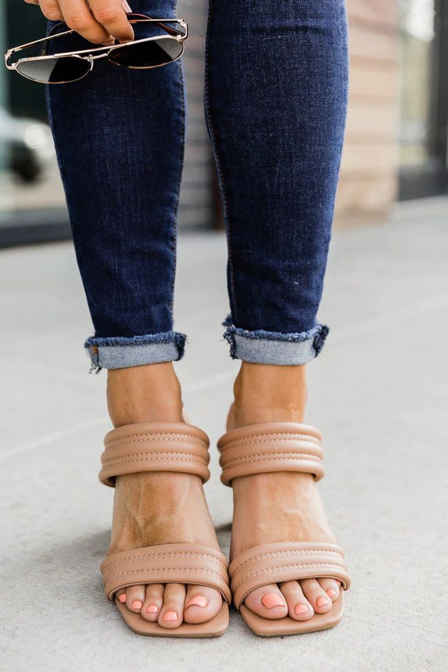 Raina Nude Double Strap Block Heel | The Pink Lily Boutique