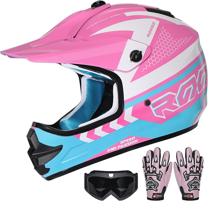 Youth Dirt Bike Helmet DOT Certified - Full Face Motorcycle Helmet for Off-Road, ATV, Street Ridi... | Amazon (US)