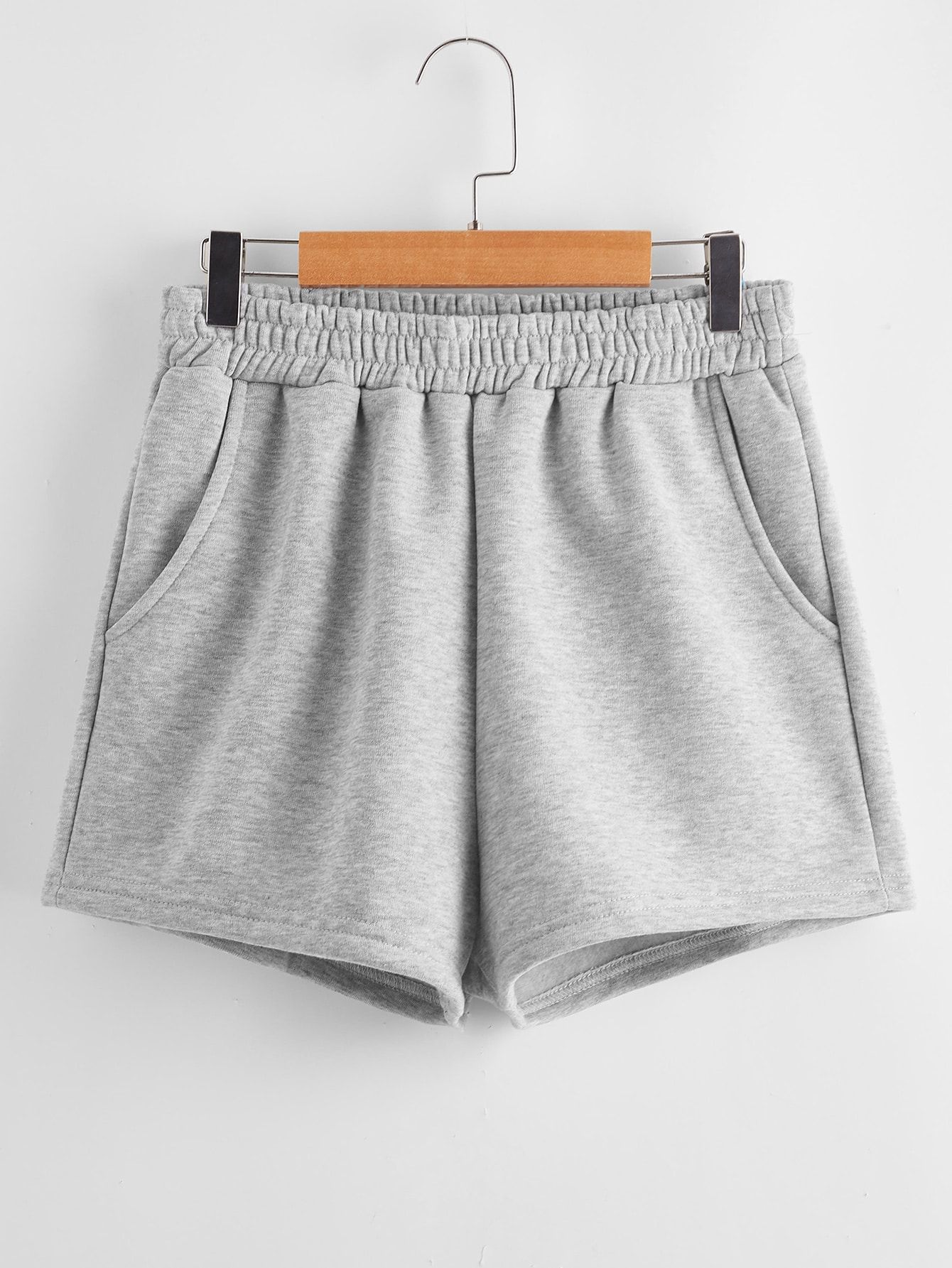 Solid Slant Pockets Track Shorts | SHEIN