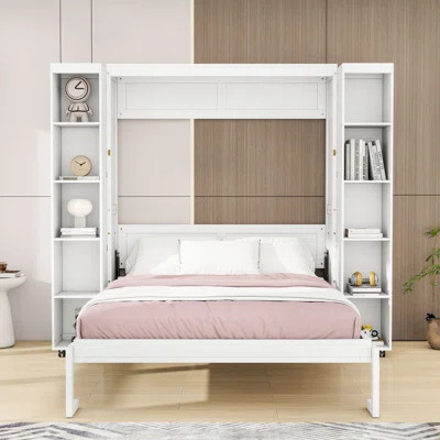 Queen Size Murphy Bed with Dual Side Storage and Headboard,Slats | Wayfair North America